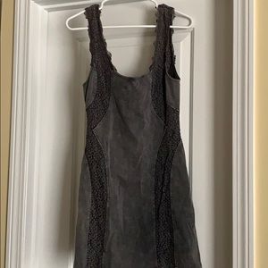 Free people grey with lace body con dress
